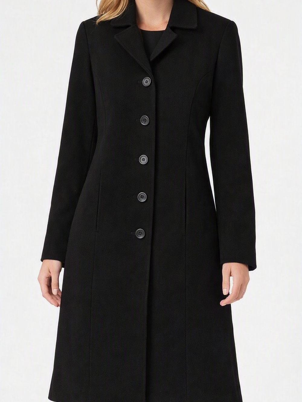 Reitmans Coat Woman's Small Black Knit Blend Mid Weight Pockets Back Slit Lined